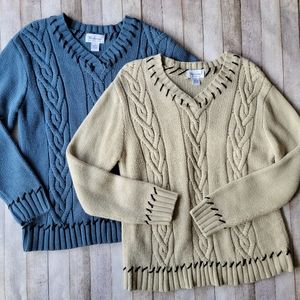 Westbound sweater bundle size large blue and cream with black stitches